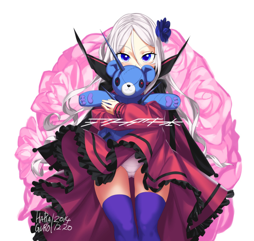 1girl, 2015, artist_name, blue_eyes, dated, dress, eiyuu_senki, flower