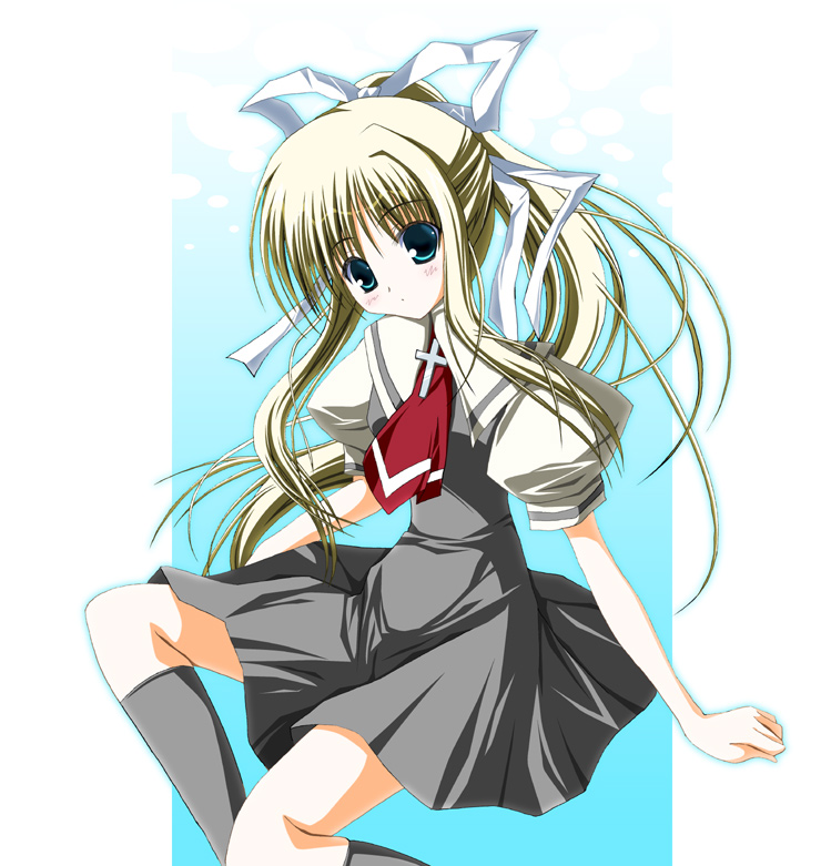 azumi_no_kayoshi, blonde_hair, blue_eyes, kamio_misuzu, long_hair, ponytail, ribbon, school_uniform