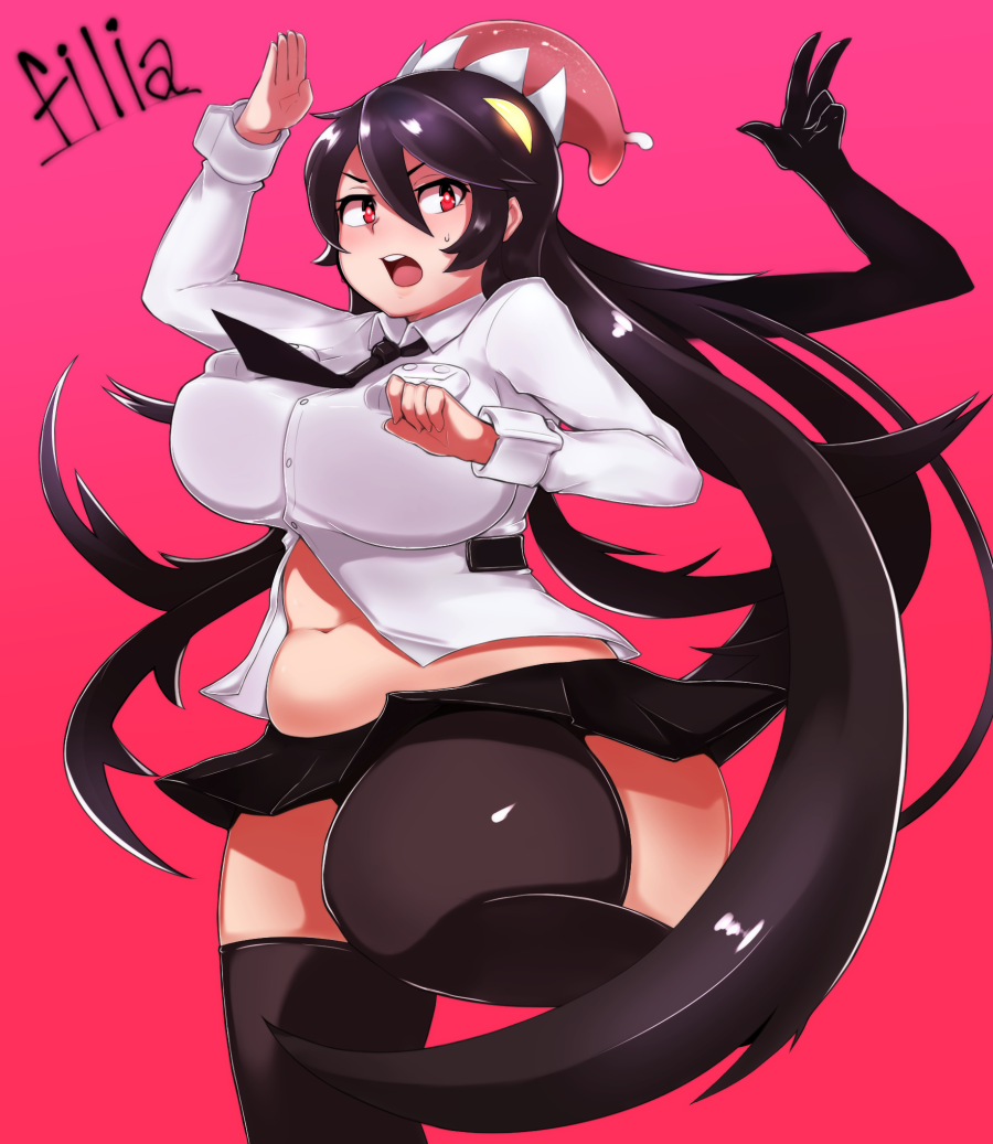 1girl, belly, black_hair, black_legwear, blush, breasts, fat, fat_folds