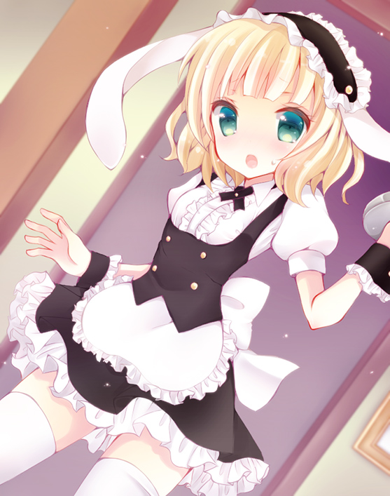 1girl, blonde_hair, blue_eyes, blush, frills, gochuumon_wa_usagi_desu_ka?, kirima_sharo, momichika
