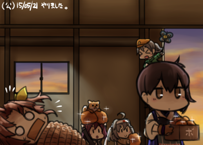 >:o, >_<, :o, ahoge, bauxite, brown_eyes, dated, dog