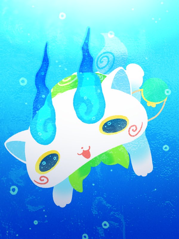 chill_ykon, coin_purse, furoshiki, koma-san, no_humans, open_mouth, solo, underwater