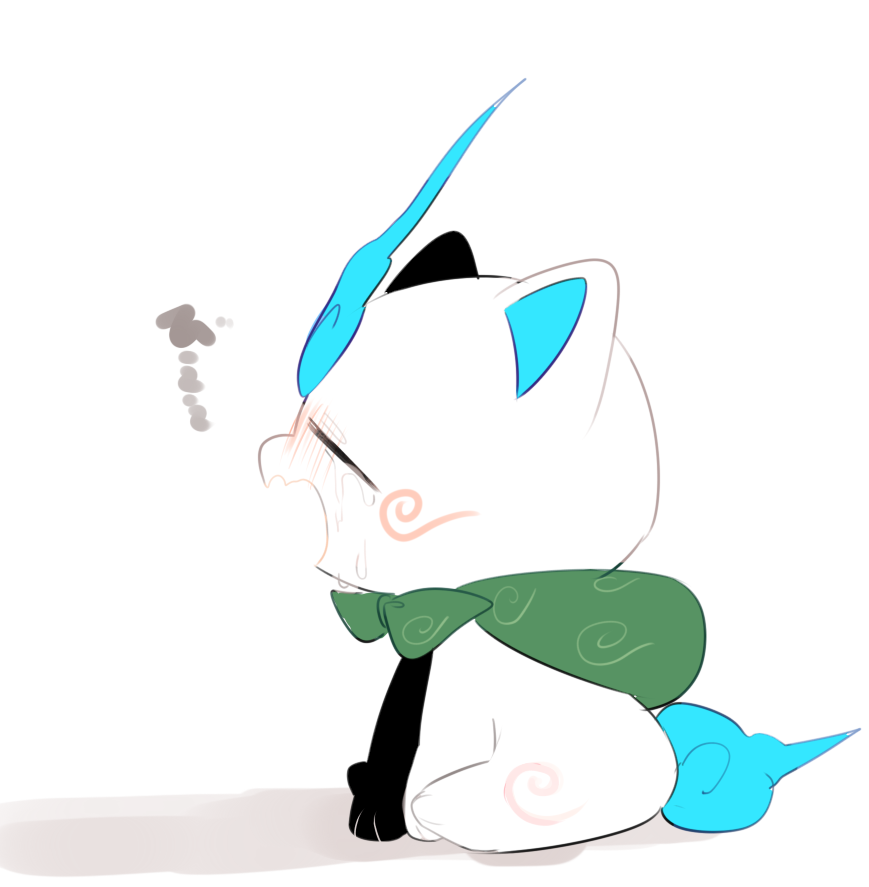 closed_eyes, furoshiki, koma-san, makoto_(konbumi), no_humans, open_mouth, profile, sitting