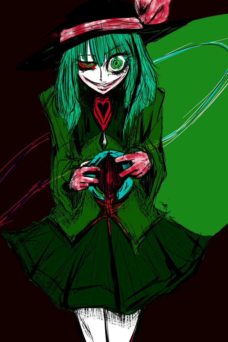 athisu, blood, blood_on_face, blood_on_hands, bloody_clothes, bloody_tears, crazy_eyes, green_hair