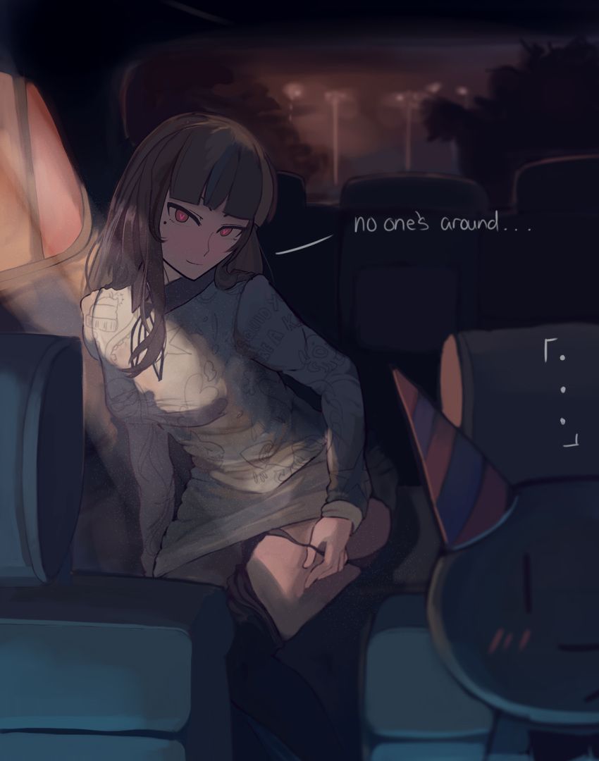 ..., 1boy, 1girl, black_hair, black_legwear, borrowed_character, breasts, car