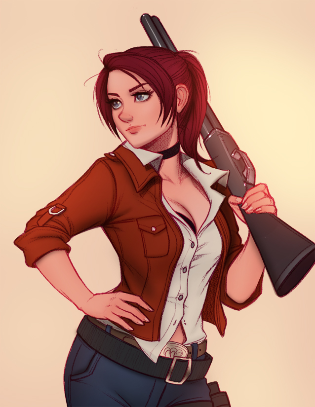1girl, belt_buckle, black_bra, blue_eyes, bra, breasts, brown_hair, choker