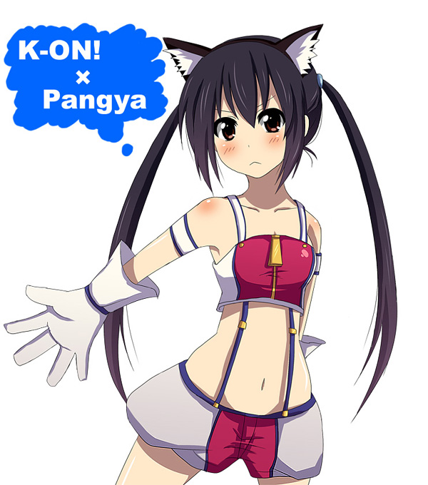 bad_id, black_hair, brown_eyes, cat_ears, cosplay, gloves, hirano_yui, k-on!
