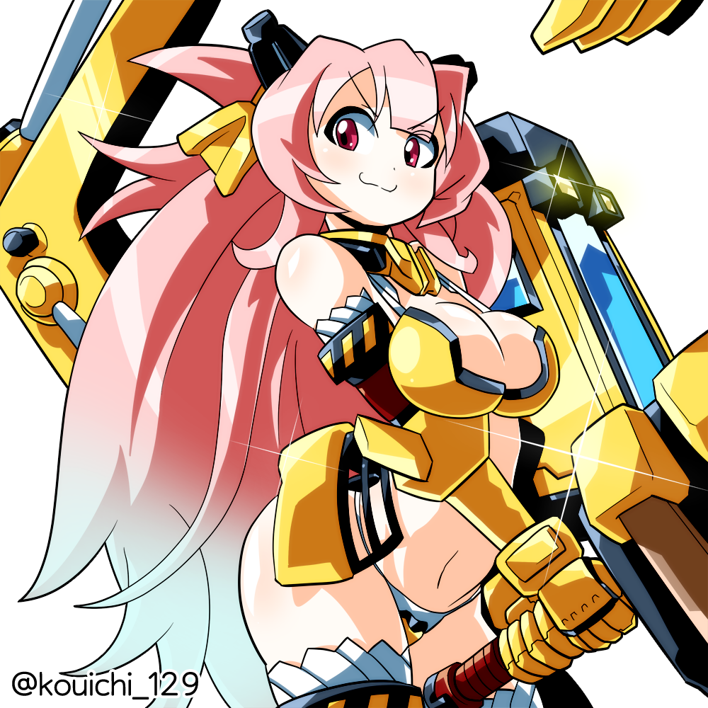 breasts, kouchi_(kouichi-129), long_hair, machinery, mini_excavator_(ole_tower), ole_tower, panties, pink_hair