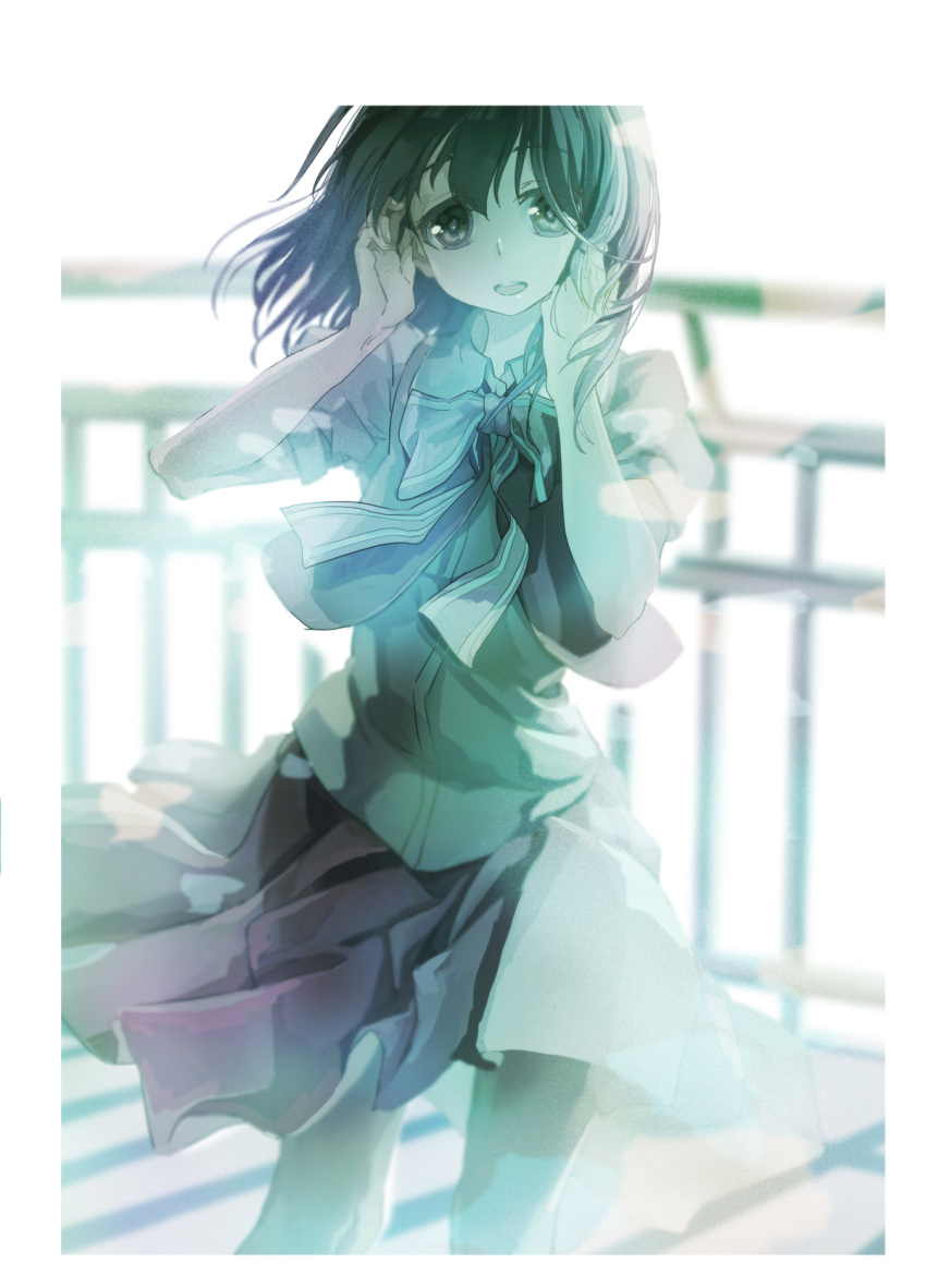 1girl, black_hair, highres, long_hair, looking_at_viewer, saki, saki_shinohayu_the_dawn_of_age, school_uniform, shiratsuki_shino, smile, yaku_yojino