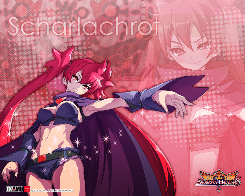 2girls, akaga_hirotaka, arcana_heart, arcana_heart_3, belt, cape, character_name, copyright_name