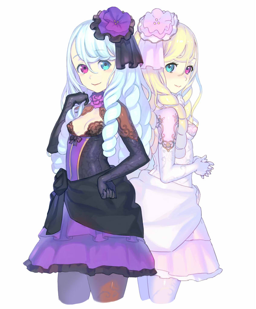 2girls, dress, drill_hair, dungeons_&amp;_princess, lace, lace-trimmed_dress, multiple_girls, nagisa_kurousagi