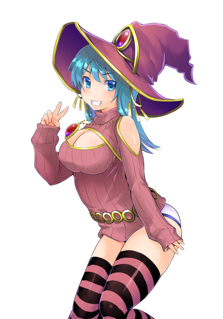 1girl, absurdres, blue_eyes, blue_hair, breasts, cleavage, dungeons_&amp;_princess, fang