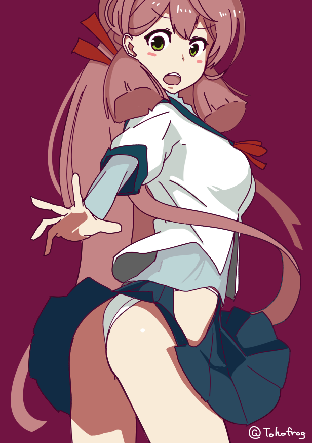 1girl, akashi_(kantai_collection), blush, breasts, green_eyes, hair_ribbon, highleg, highleg_panties