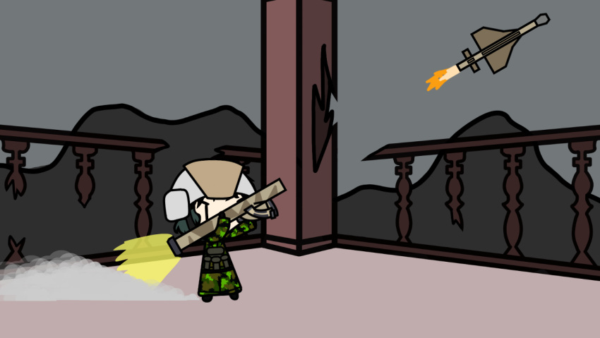 1boy, arma_(series), arma_3, backblast, balcony, broken, chibi, csat