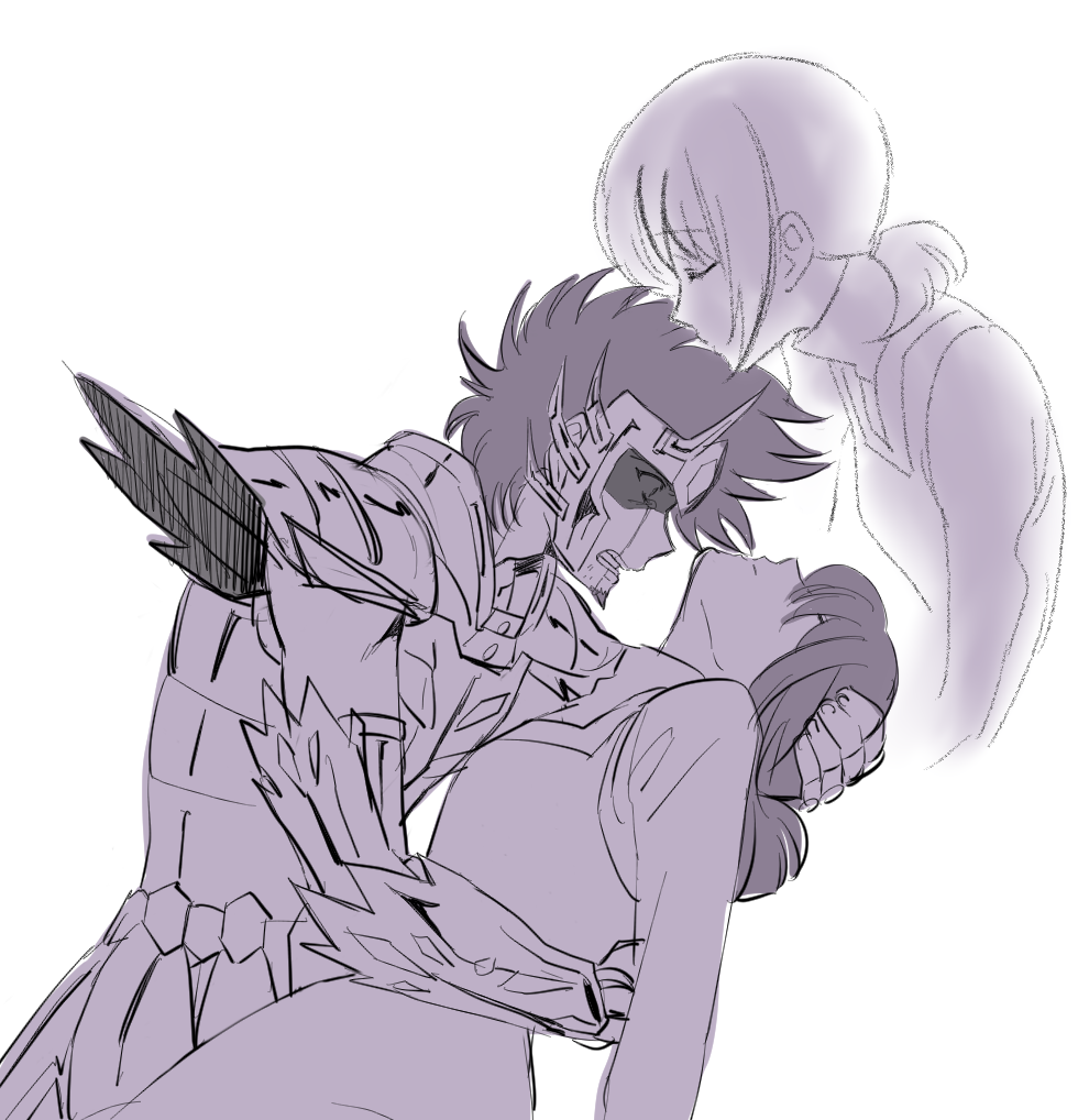 1boy, 1girl, cancer_deathmask, helena_(saint_seiya:_soul_of_gold), kiriku_(nakuro), saint_seiya, saint_seiya:_soul_of_gold, spoilers