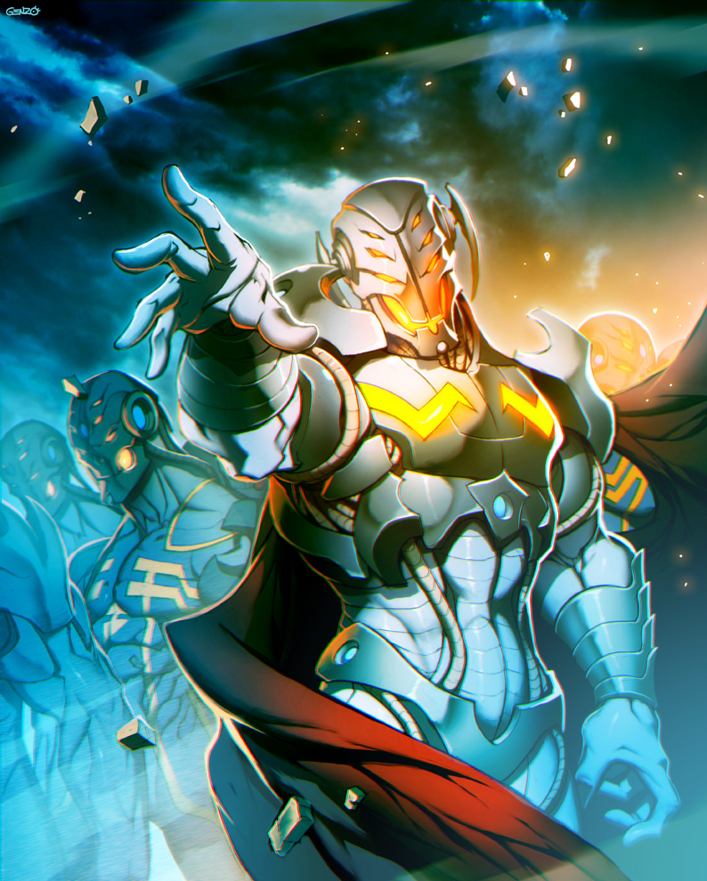 avengers, avengers:_age_of_ultron, cape, extra_eyes, genzoman, glowing, glowing_eyes, marvel