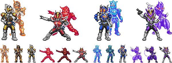 kamen_rider, kamen_rider_den-o, kamen_rider_den-o_(series), kintaros, kintarosu, momotaros, momotarosu, pixel_art