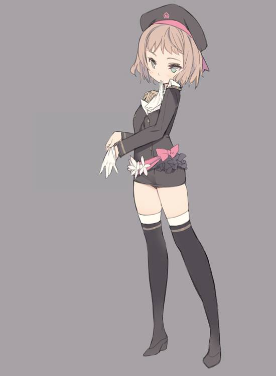 1girl, a-rise, adjusting_clothes, adjusting_gloves, beret, blade_(galaxist), brown_hair, gloves