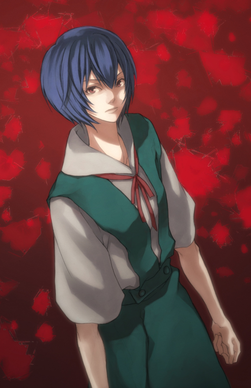 bad_id, blue_hair, fukai_rei, fukai_rei_(artist), highres, neon_genesis_evangelion, short_hair, solo