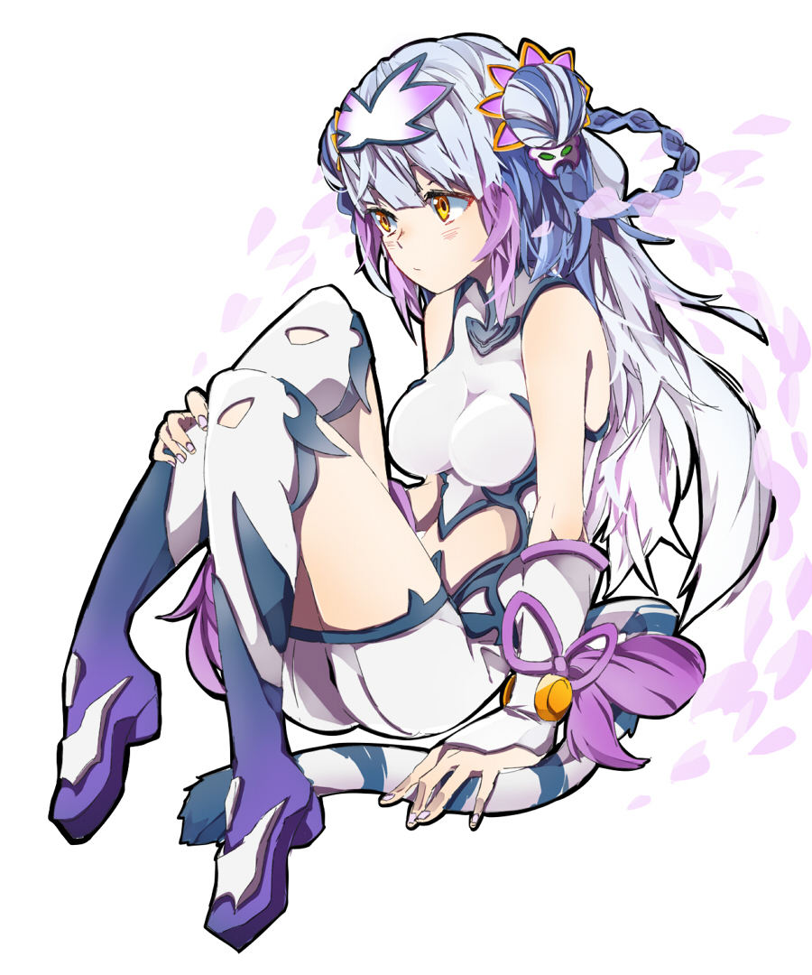 1girl, bell, breasts, cat_hair_ornament, china_dress, chinese_clothes, double_bun, dress