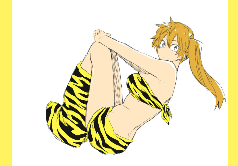 1girl, bikini, boku_no_hero_academia, boots, gokujou_no_kaeru-yaki, horns, kendou_itsuka, long_hair