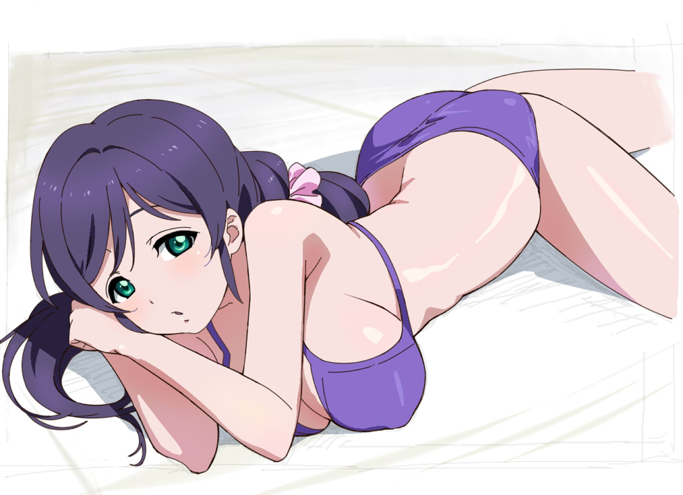 1girl, aqua_eyes, bikini, breasts, large_breasts, long_hair, looking_at_viewer, love_live!_school_idol_project