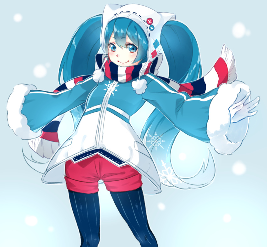 1girl, blue_eyes, blue_hair, gloves, gradient_hair, hatsune_miku, long_hair, looking_at_viewer