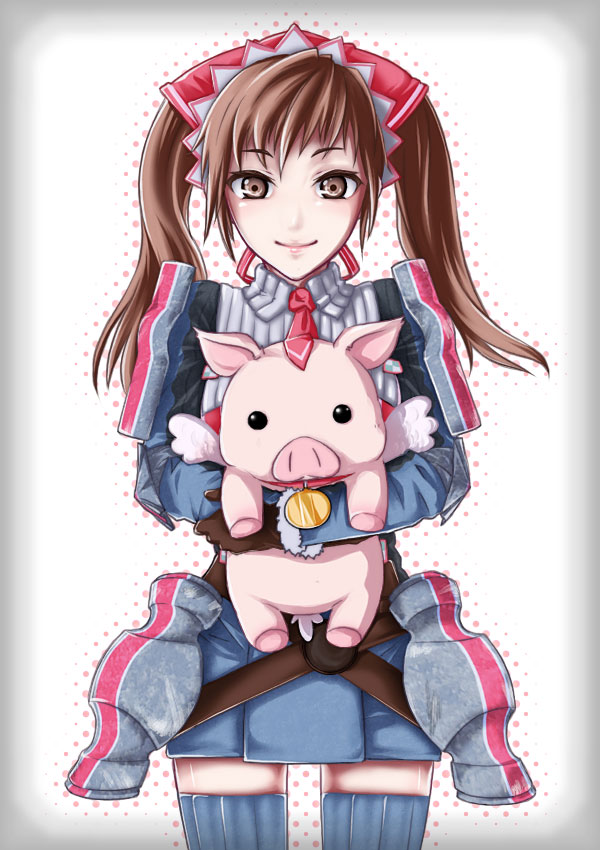brown_eyes, brown_hair, hans, pig, porcavian, senjou_no_valkyria, senjou_no_valkyria_1, thigh-highs