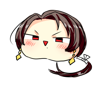 blush, brown_hair, earrings, jewelry, kashuu_kiyomitsu, long_hair, lowres, mole