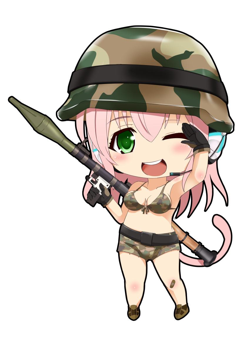 1girl, bandaid, bandaid_on_knee, bikini, bikini_top, black_gloves, blush, boots