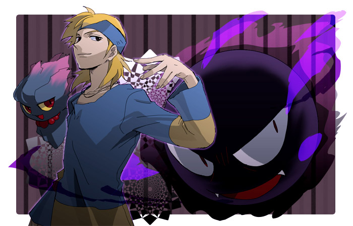 blonde_hair, gastly, gym_leader, headband, jewelry, matsuba_(pokemon), misdreavus, necklace