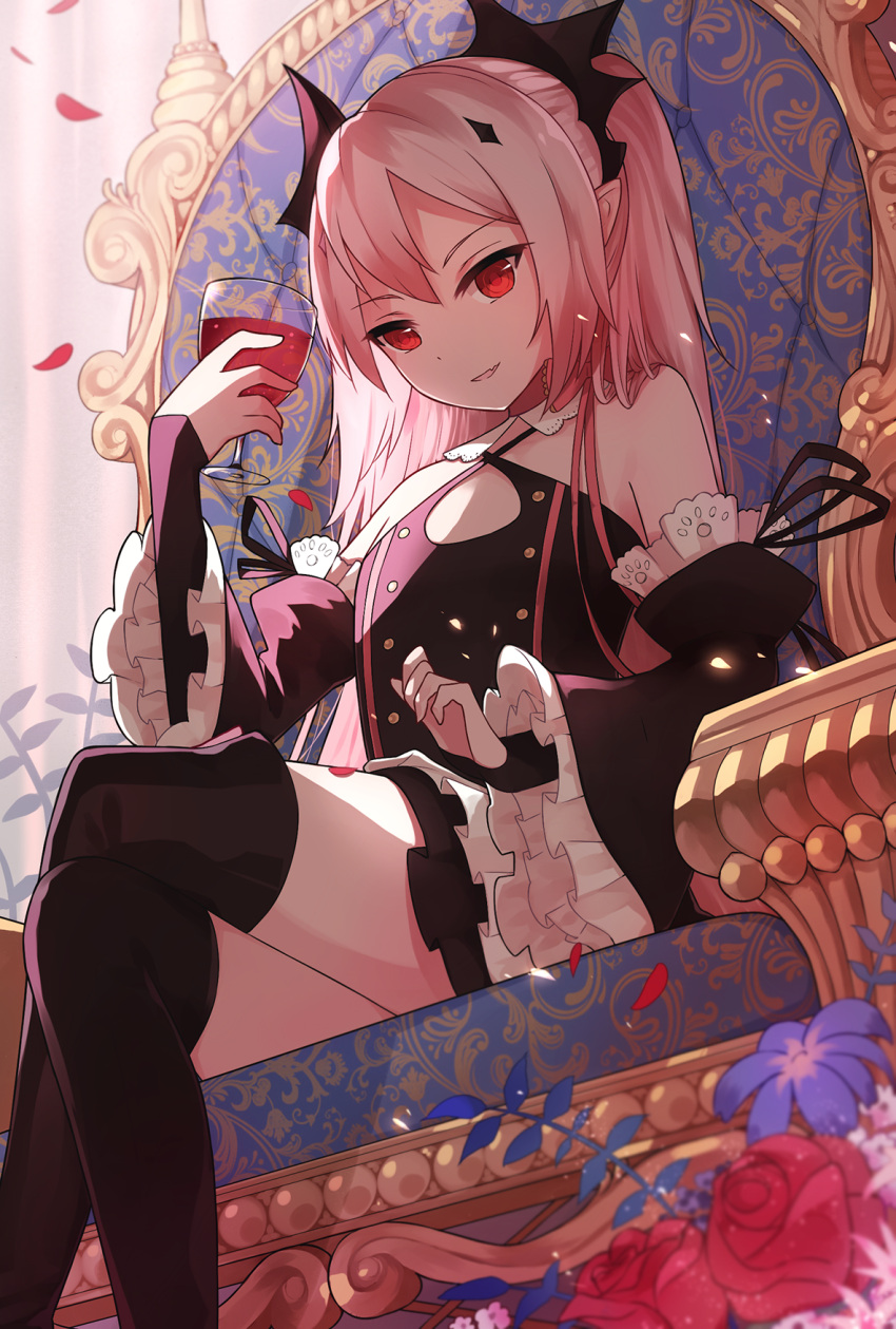 1girl, cup, detached_sleeves, frills, highres, krul_tepes, levi9452, owari_no_seraph