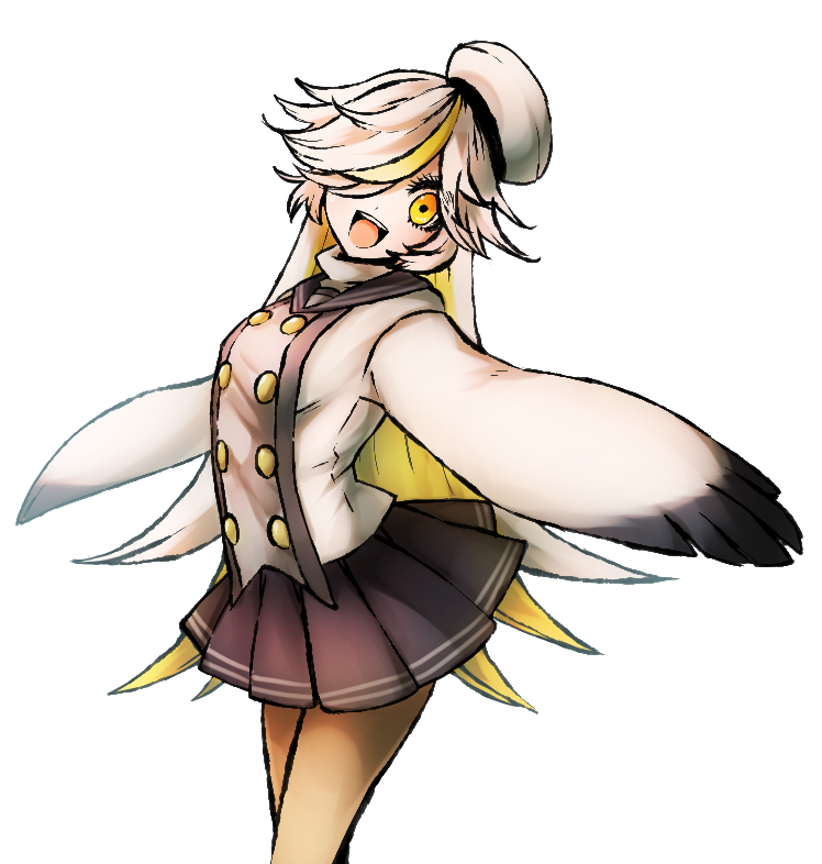 :d, asymmetrical_bangs, bangs, blonde_hair, hair_over_one_eye, hat, long_hair, memoca