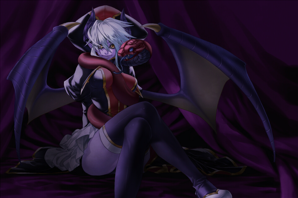 chawan_fukasu, demon_wings, karudia, shinrabansho, shinrabanshou, snake, thigh-highs, thighhighs