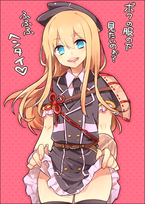 1boy, :d, armor, belt, blonde_hair, blue_eyes, crossdressinging, dress
