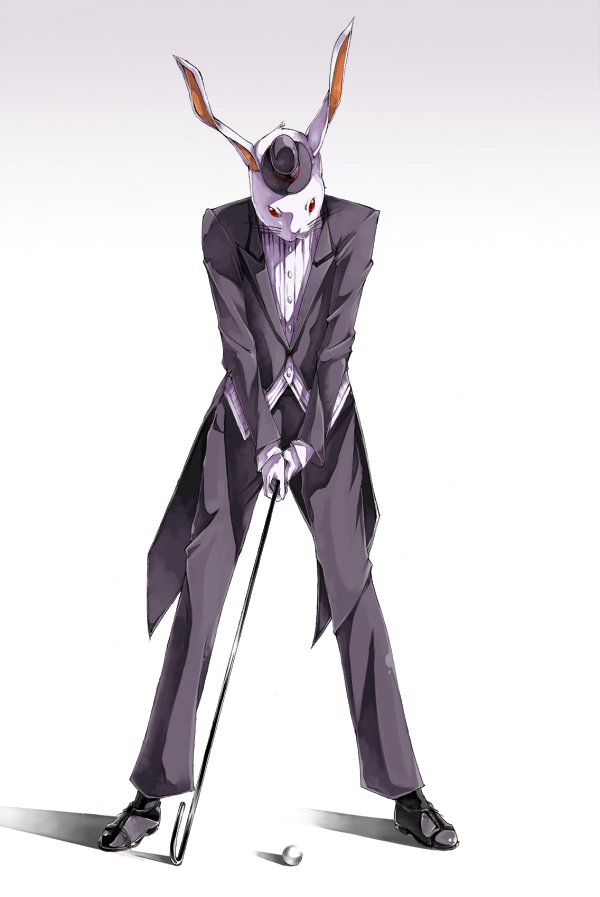 cane, formal, golf, laplace, rabbit, rozen_maiden, sawasawa, simple_background