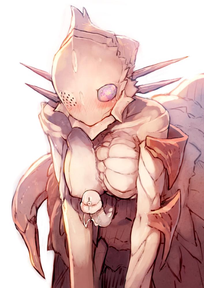 1girl, alien, gauna, monster_girl, shiraui_tsumugi, shizuma_yoshinori, sidonia_no_kishi, solo, tentacles, white_background