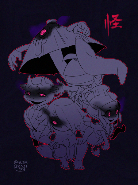 artist_name, cyclops, dated, gourd, hair_over_one_eye, kappa, kappa_(youkai_watch), kappa_kai