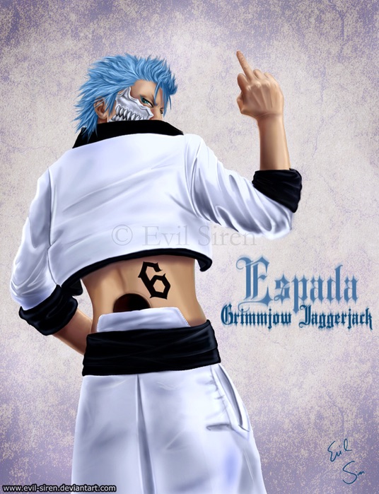 1boy, arrancar, belt, bleach, blue_eyes, blue_hair, espada, grimmjow