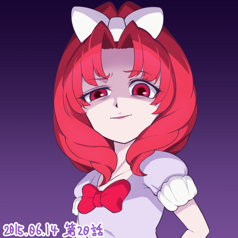 1girl, 2015, bow, dated, evil_smile, go!_princess_precure, hair_bow, precure