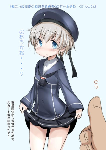 beret, blue_eyes, blush, hat, inyucchi, kantai_collection, kriegsmarine, long_sleeves