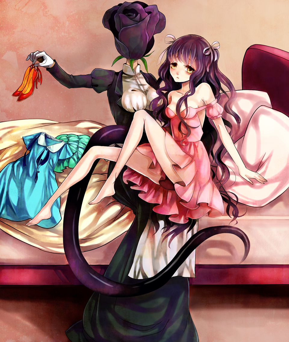1girl, :<, arm_support, bare_legs, bare_shoulders, barefoot, bent_knees, breasts