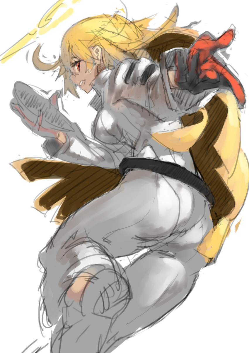 absurdres, blonde_hair, gloves, guilty_gear, guilty_gear_xrd, highres, jack-o_(guilty_gear), mask, mask_removed, sketch, unizama