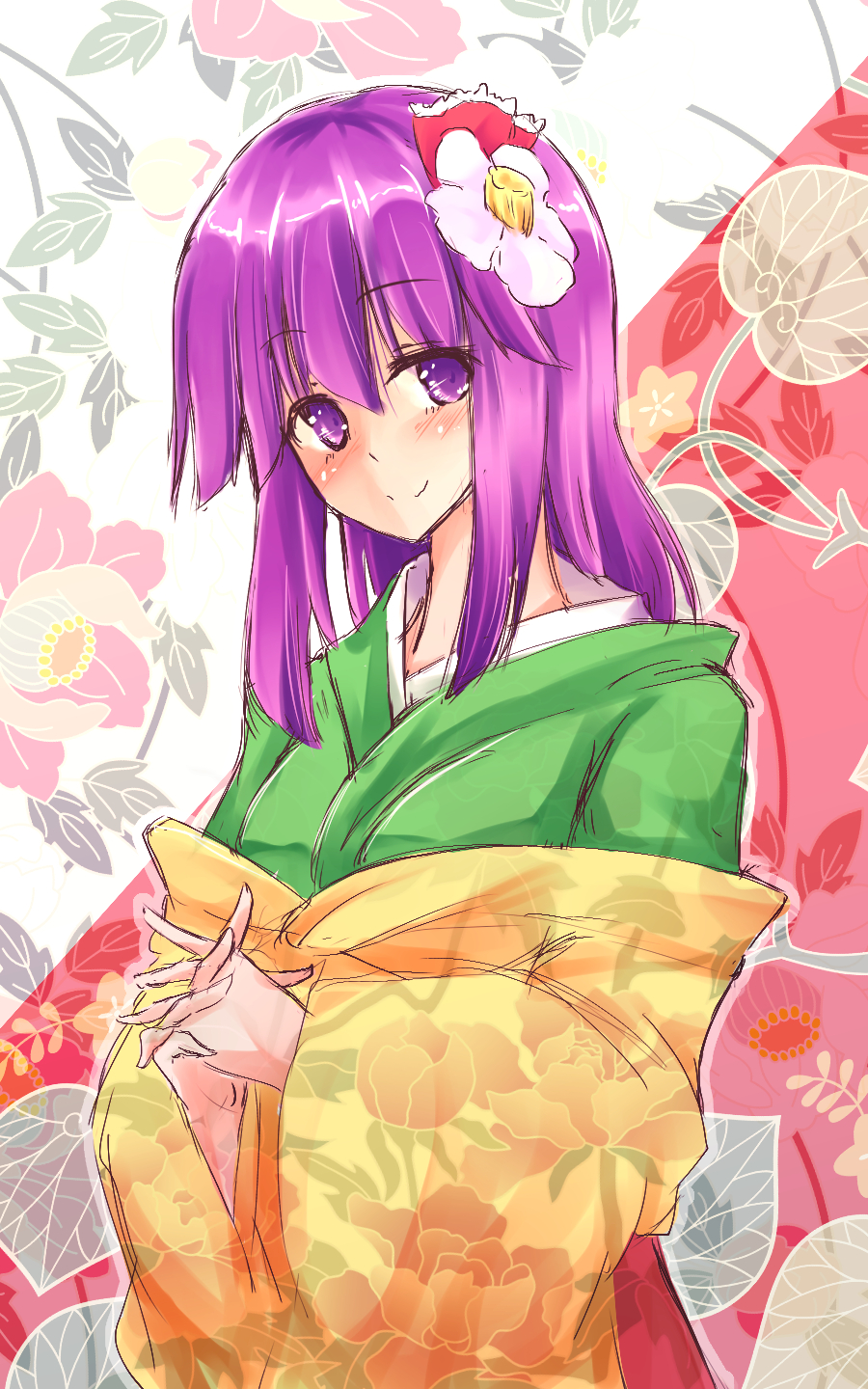 1girl, blush, flower, hair_flower, hair_ornament, hazuki_kyou, hieda_no_akyuu, highres