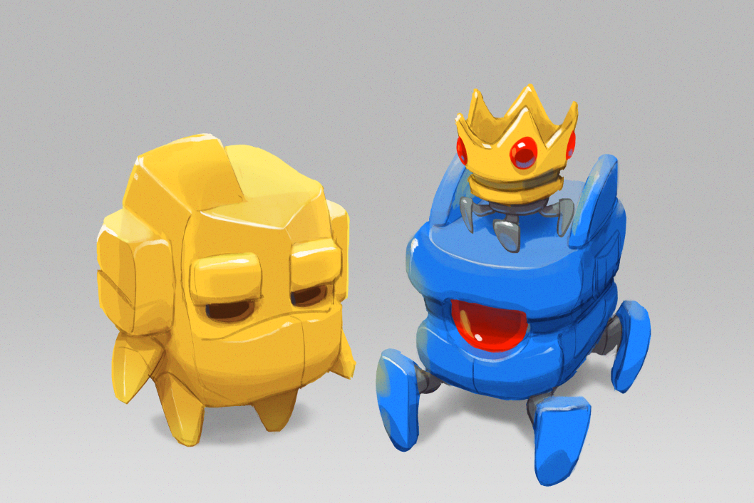 alternate_costume, crown, crown_(nuclear_throne), crystal_(nuclear_throne), cyclops, grey_background, justin_chan, no_humans