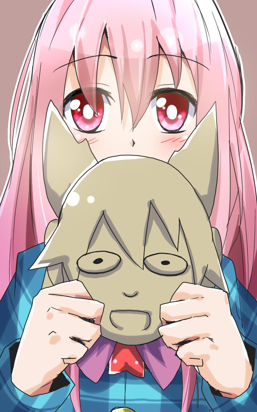 1girl, blush, covering_mouth, face_mask, hata_no_kokoro, highres, hiro_(pqtks113), long_hair