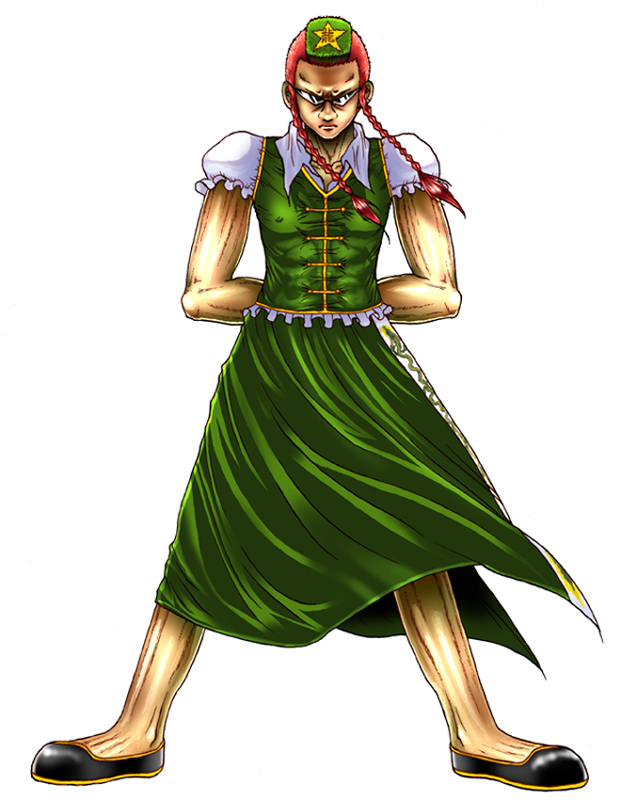 1boy, abs, chinese_clothes, commentary_request, fuu_(futian), genderswap, hat, hong_meiling