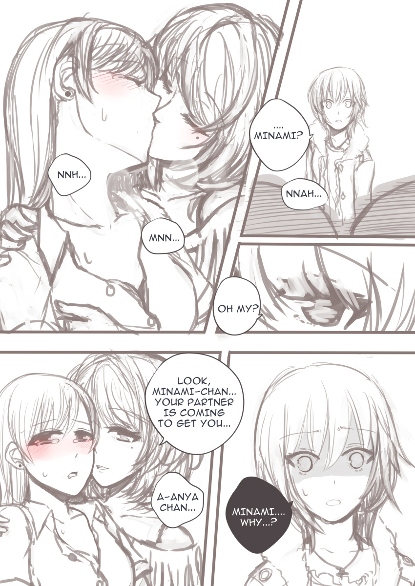 3girls, absurdres, anastasia_(idolmaster), blush, cheating, comic, english, highres