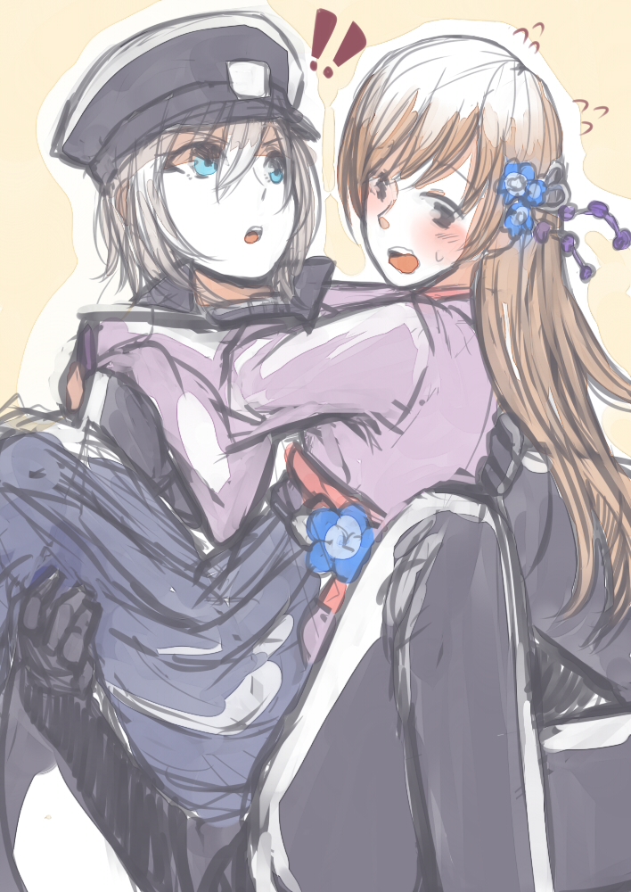 anastasia_(idolmaster), blue_eyes, blush, brown_eyes, brown_hair, carrying, cosplay, devil_summoner
