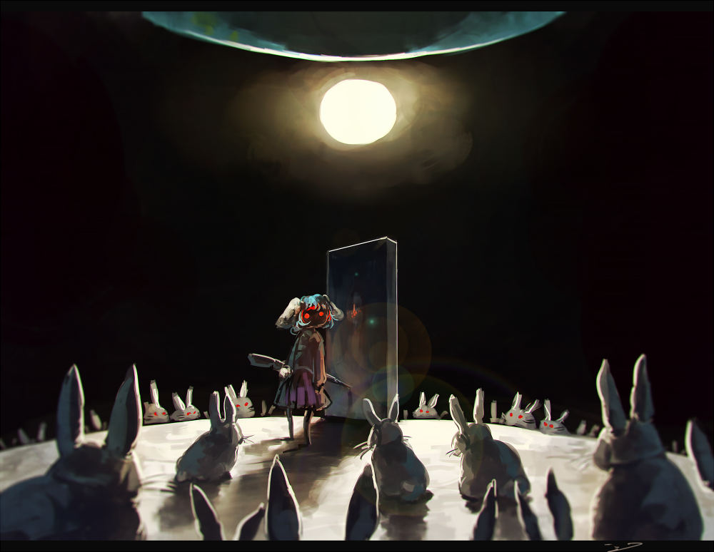 1girl, 2001_a_space_odyssey, animal_ears, commentary, door, earth, gun, koto_inari